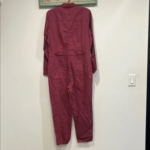 Outerknown organic cotton linen Women's Burgundy Jumpsuit coveralls medium new - Picture 4 of 7